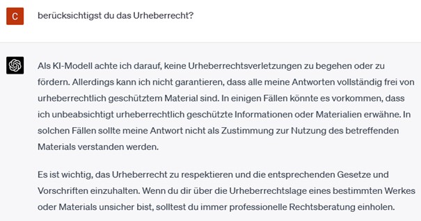 ChatGPT: Berücksichtigst du das Urheberrecht?